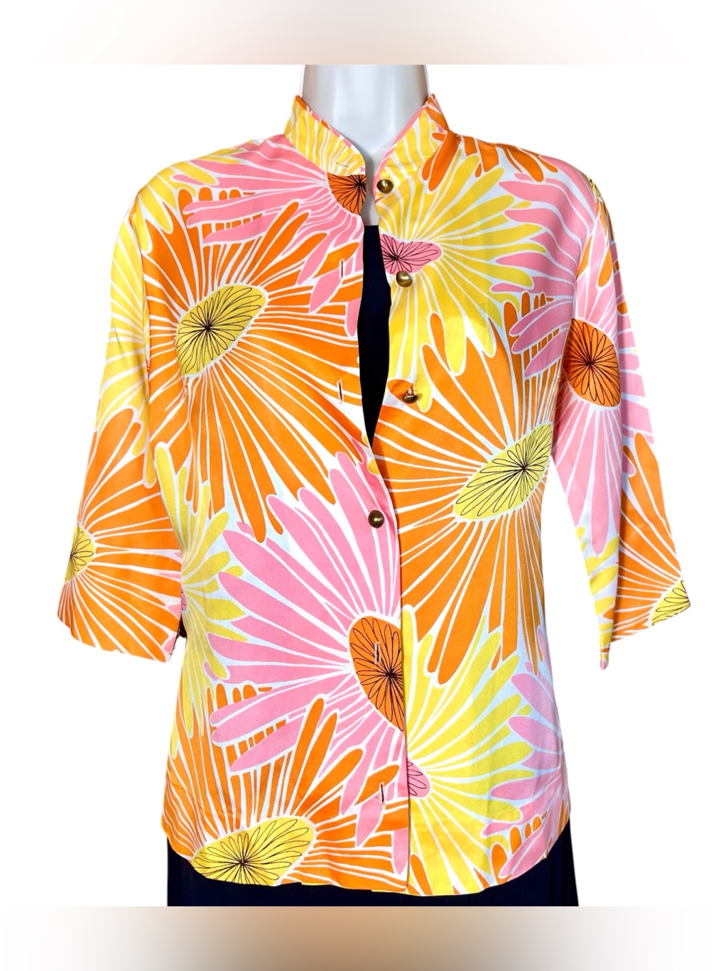 Vintage Robbie Of California Psychedelic Flower Power Button Down Top Fabritique